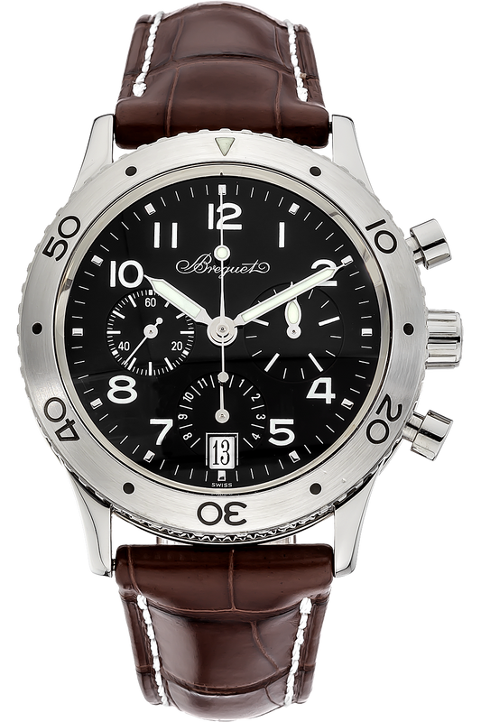 Breguet Type XX Aeronavale Automatic Chronograph Black Dial Brown Leather