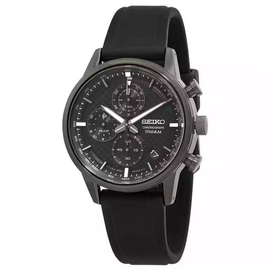 Seiko Chronograph Quartz Black Dial Black Titanium